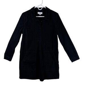 Thought Black Corduroy Button Front Long Sleeve Shirt Dress Size 14 Sustainable